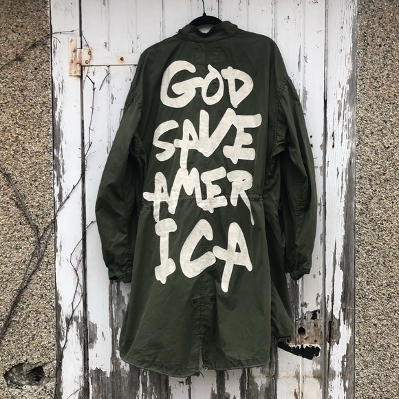 R13 God Save America Jacket Army L OS Repurposed - Picture 7 of 16